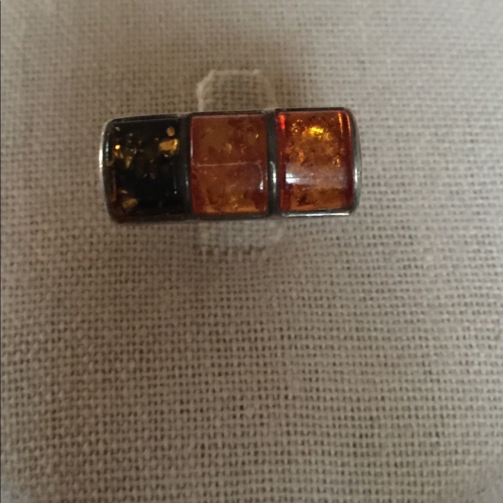 Amber sterling silver ring